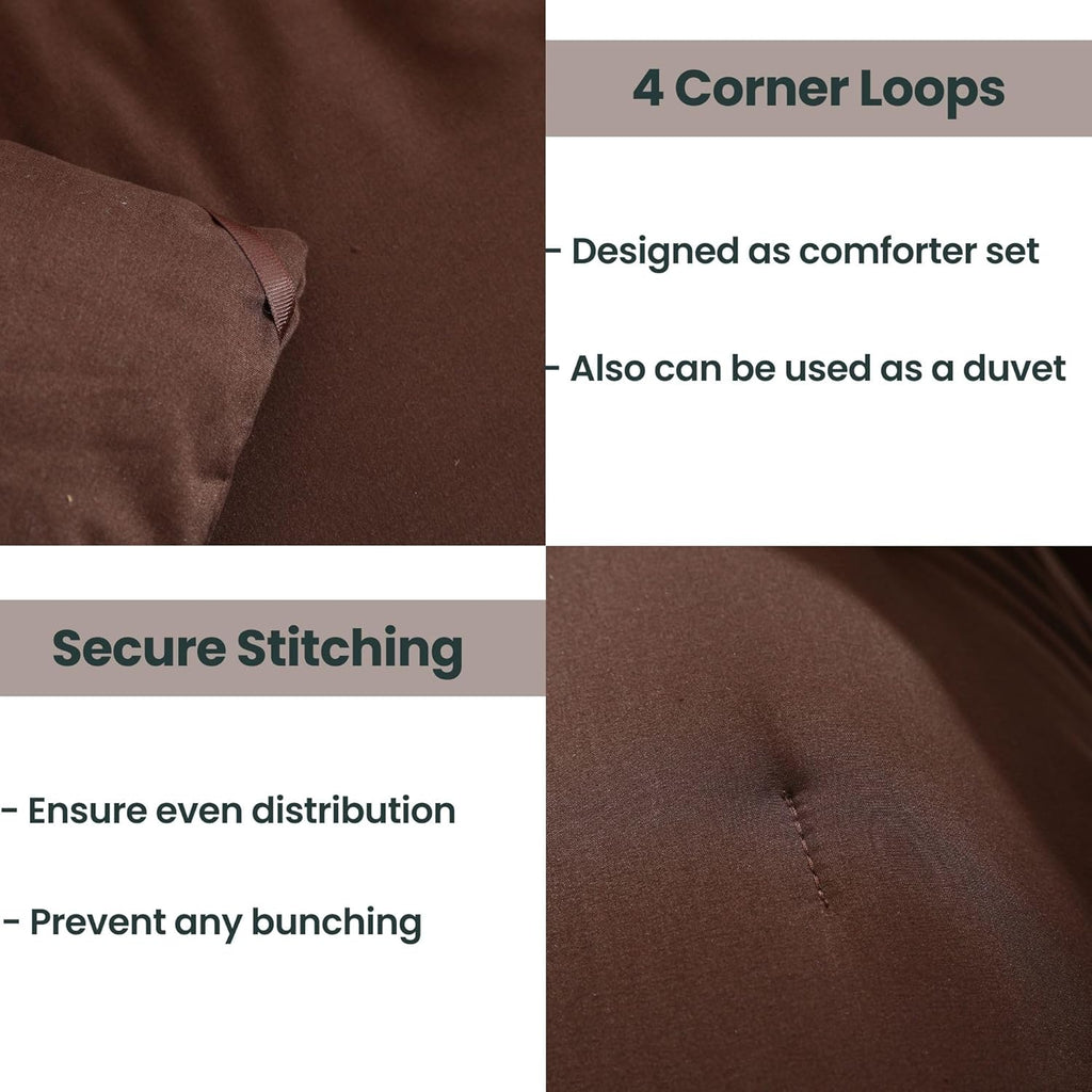 Earthy Brown Comforter, Neutral 3 Pieces Comforter Set, Lightweight Solid Bedding Set
