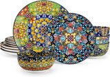 12 Pieces Dinnerware Sets, Plates and Bowls Set, Porcelain Dishes Set for 4, Microwave and Dishwasher Safe