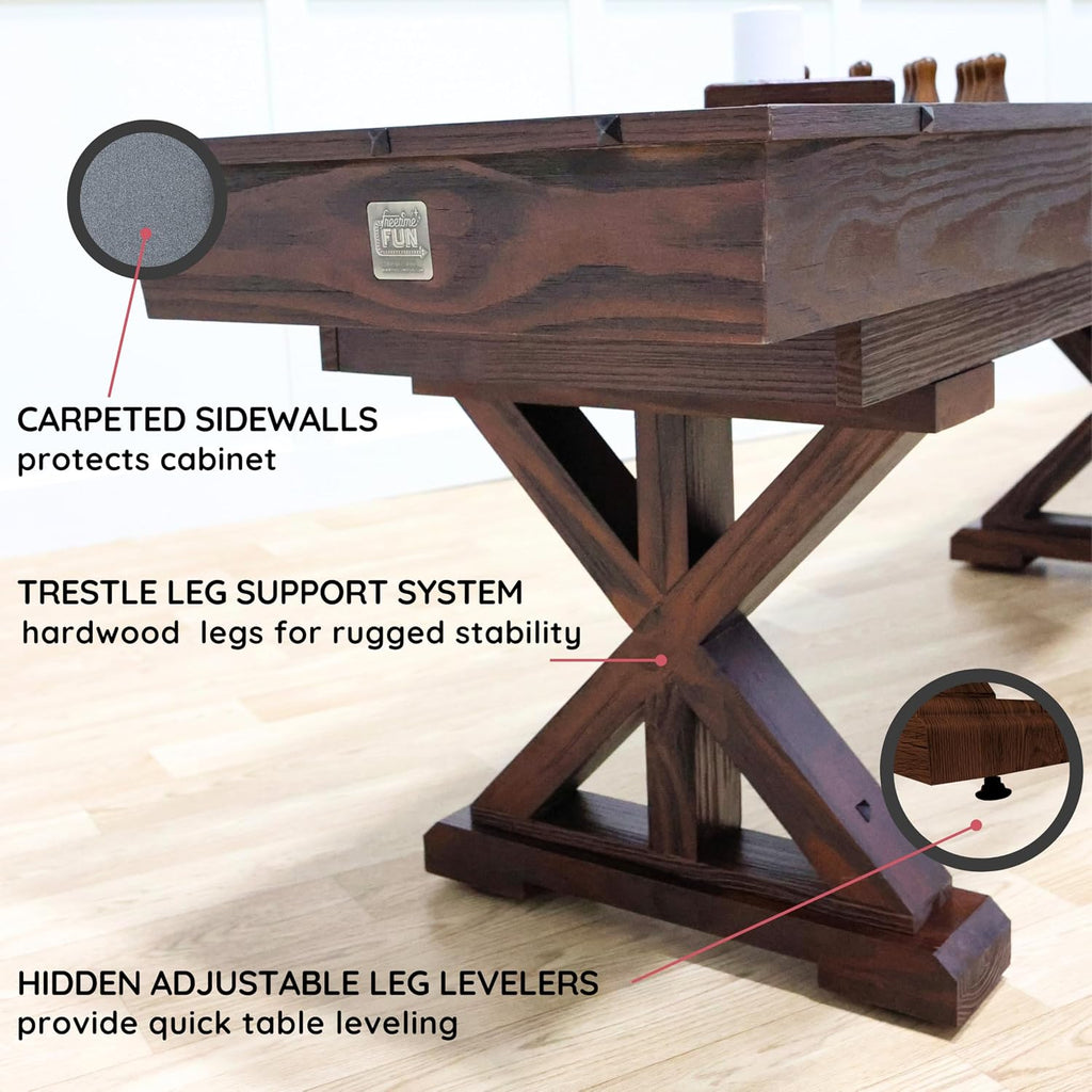 14 FT Solid Wood Shuffleboard Table, Comes in 2 6|7' Pieces Goes Around Stairs & Hallways
