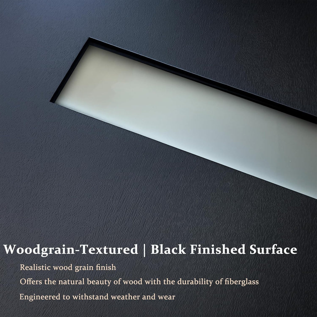 68''x80'' Fiberglass Exterior Door with Double Sidelights, Modern Front Entry Door with 14'' Sidelites, Right-Hand
