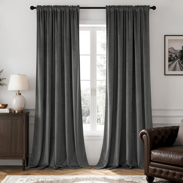 Grey Blackout Velvet Curtains Drapes 84 Inch Long 52"x84" Bedroom