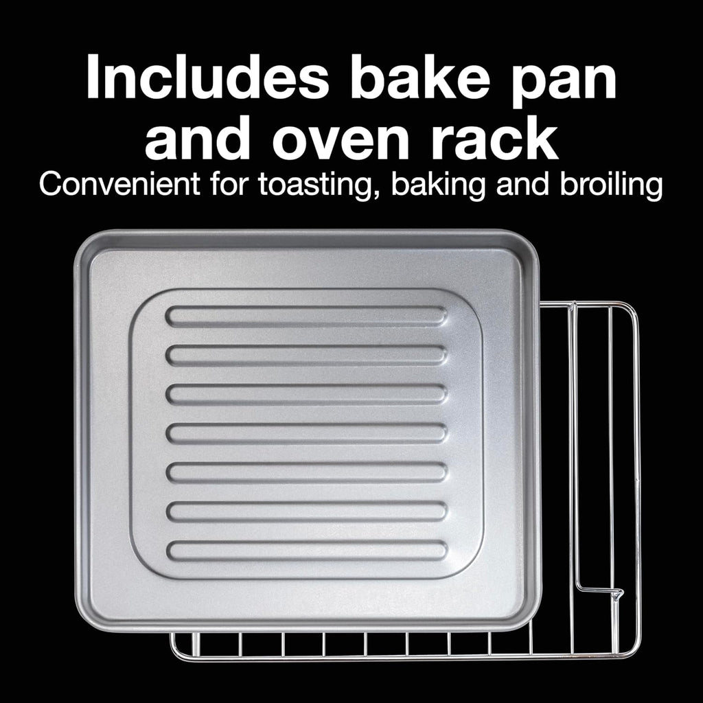 4 Slice Countertop Toaster Oven, Multi-Function with Bake, Toast and Broiler, 1100 Watts, 30 min timer and auto