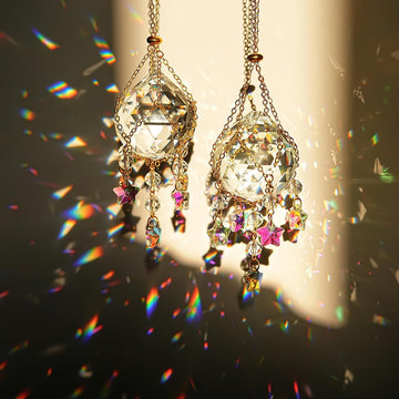 2Pcs Hanging Crystal Ball Suncatchers 40mm with Crystals Star Charm Rainbow - Crystal Ball Prisms Decor Sun Catchers