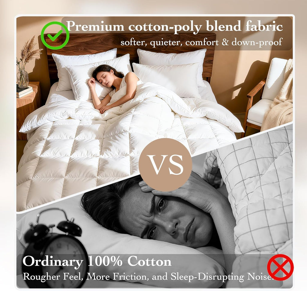 Goose Down Fiber Comforter King - All Season Naturally Breathable Down Comforters