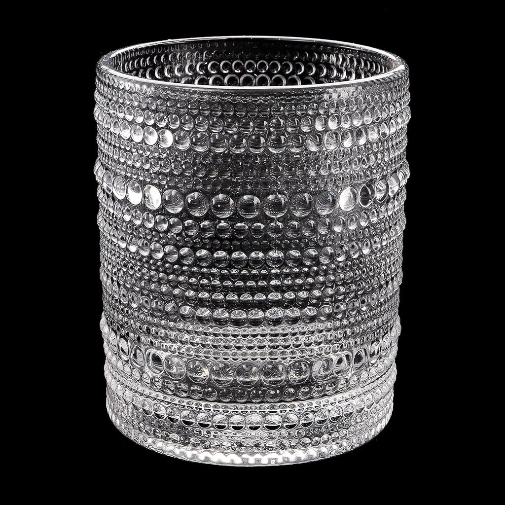 Set of 6 Romantic Water Glasses, 12 oz Hobnail Glasses Tumbler, Clear Embossed Vintage Glassware Set for Beer