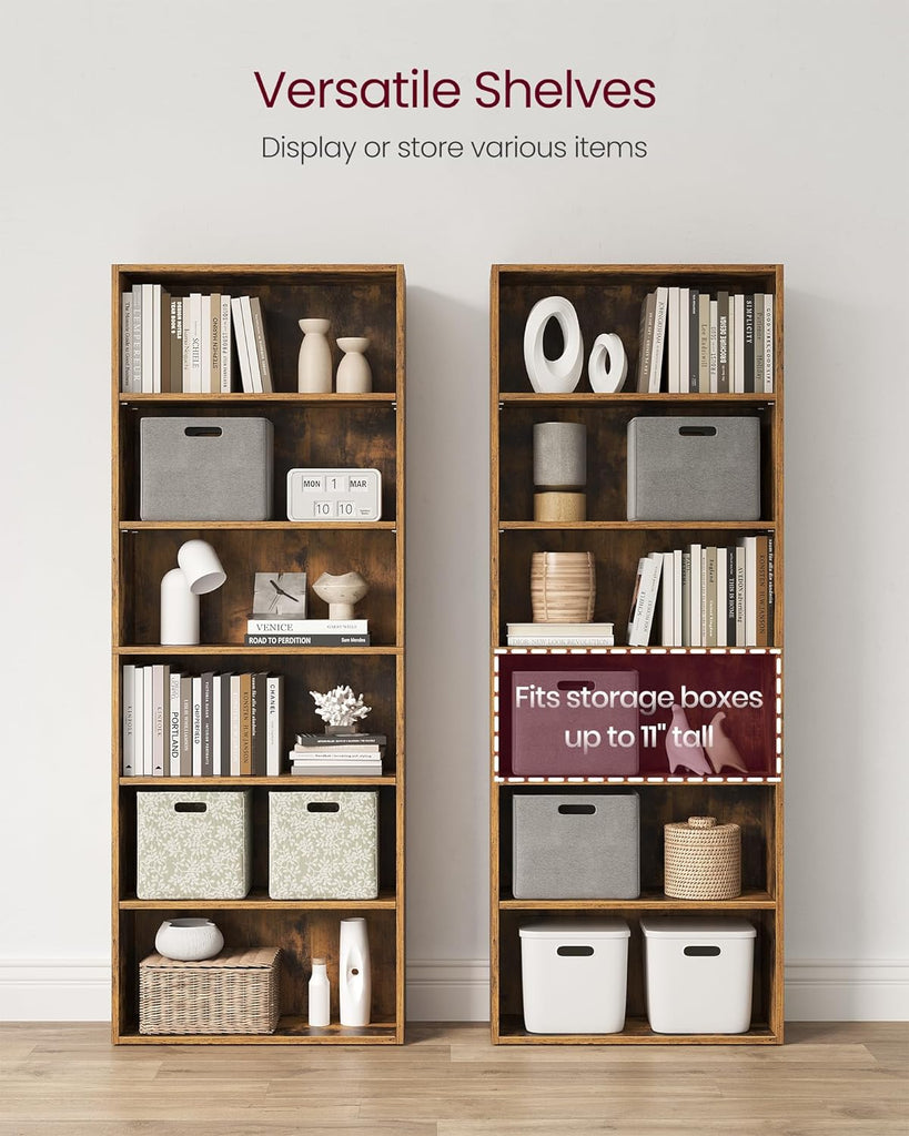 Bookshelf, 6-Tier Bookcase, Book Shelf, Open Storage Shelf, 9.4 x 23.6 x 63.3 Inches, Dinning Room