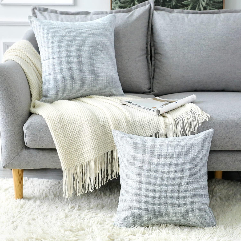 Linen Throw Pillow Covers Set of 2 Decorative Square Pillowcases Cushion Covers 20x20 Inch