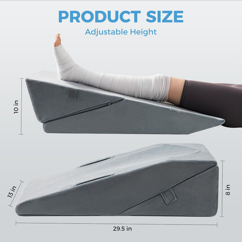 Adjustable Knee Wedge Pillow for Sleeping, Orthopedic Leg Elevation Pillow with Foam, Leg Pillow for Side Sleepers