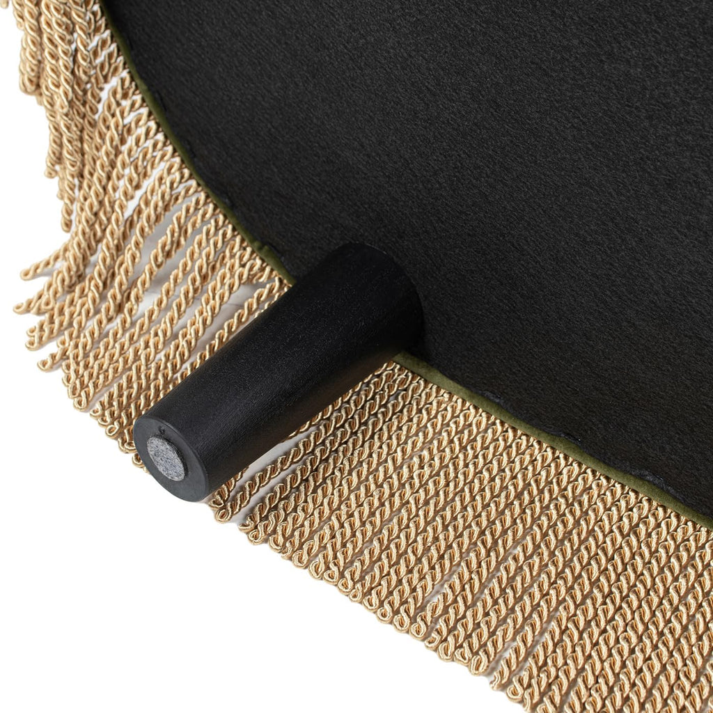 Elara 48.5" Oval Tufted Bullion Fringe Storage Bench, Olive Green Performance Velvet