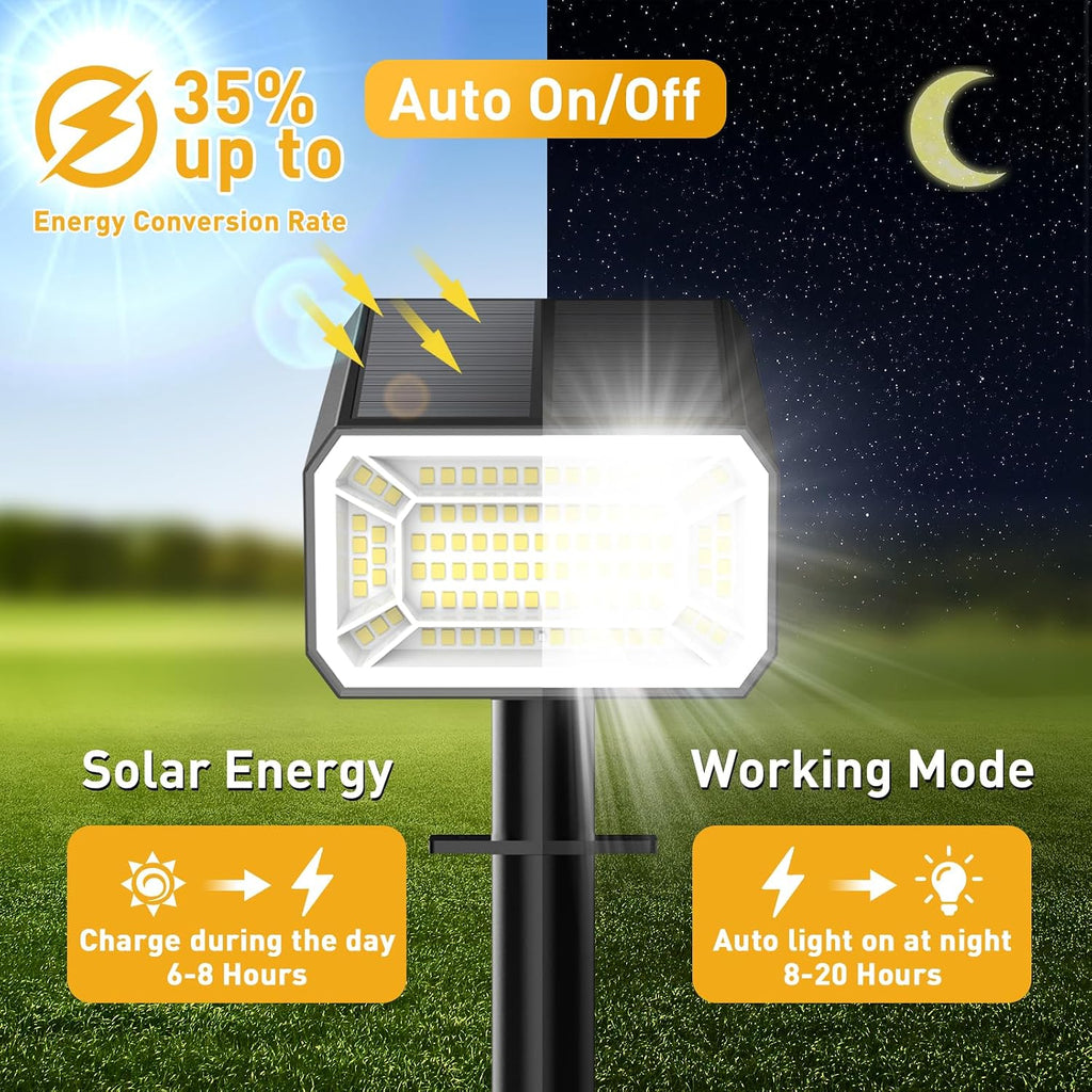 800Lumens Solar Spot Lights Outdoor, 8 Pack Solar Landscape Lights, 100 LEDs, 4 Lighting Modes, IP65 Waterproof