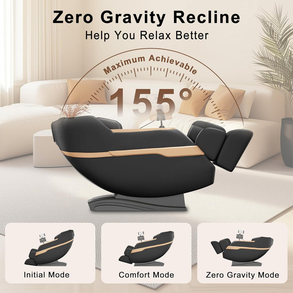 Massage Chair Full Body, Zero Gravity Massage Recliner with 12 Fixed Casters, Full Body Airbag Massage, Waist and Leg