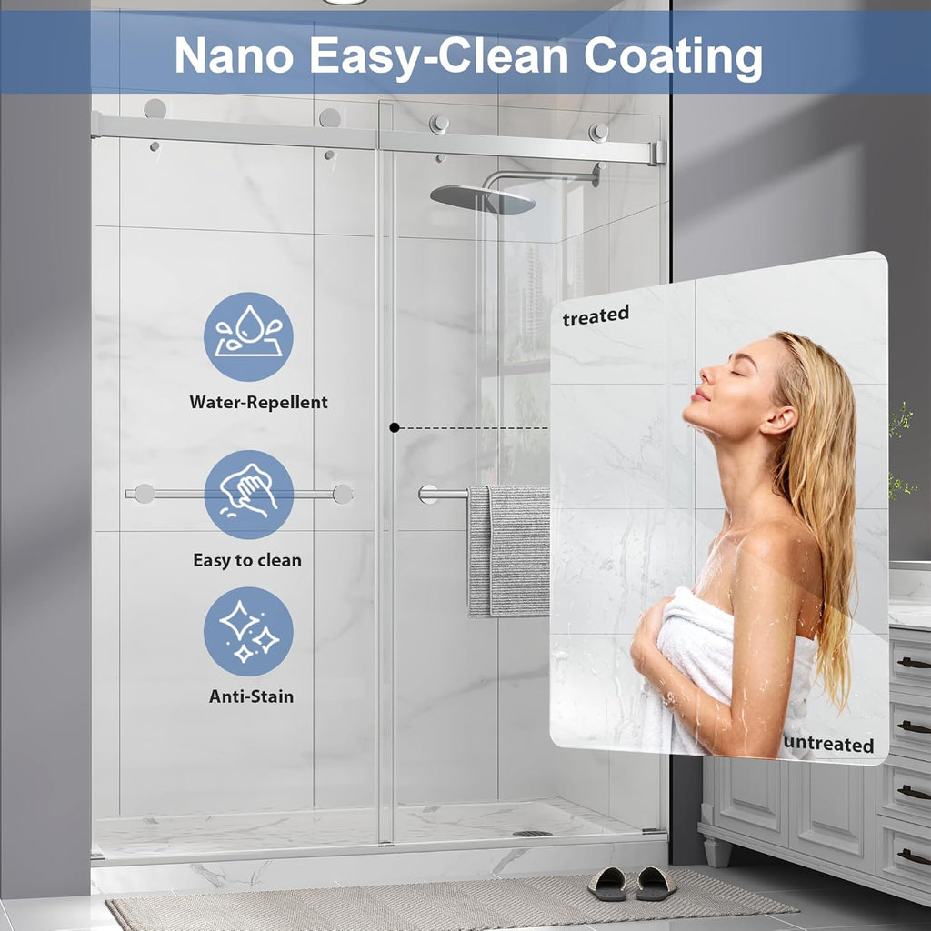 Frameless Double Sliding Shower Door 43-48" W x 72" H