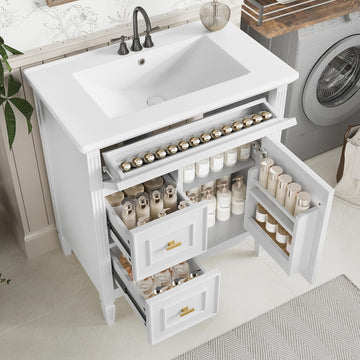 Harper & Bright Designs 30" Bathroom Vanity with Sink, Free Standing Vanity Set with Tip-Out Drawer, 2 Drawers