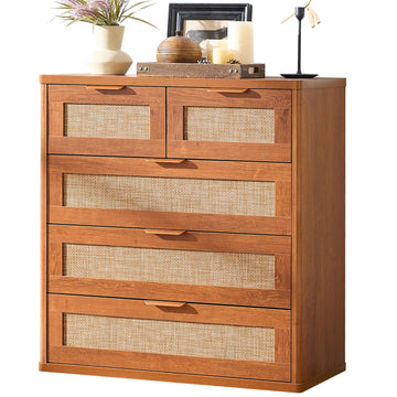 Rattan Dresser, 33.5" Small Chest of Drawers