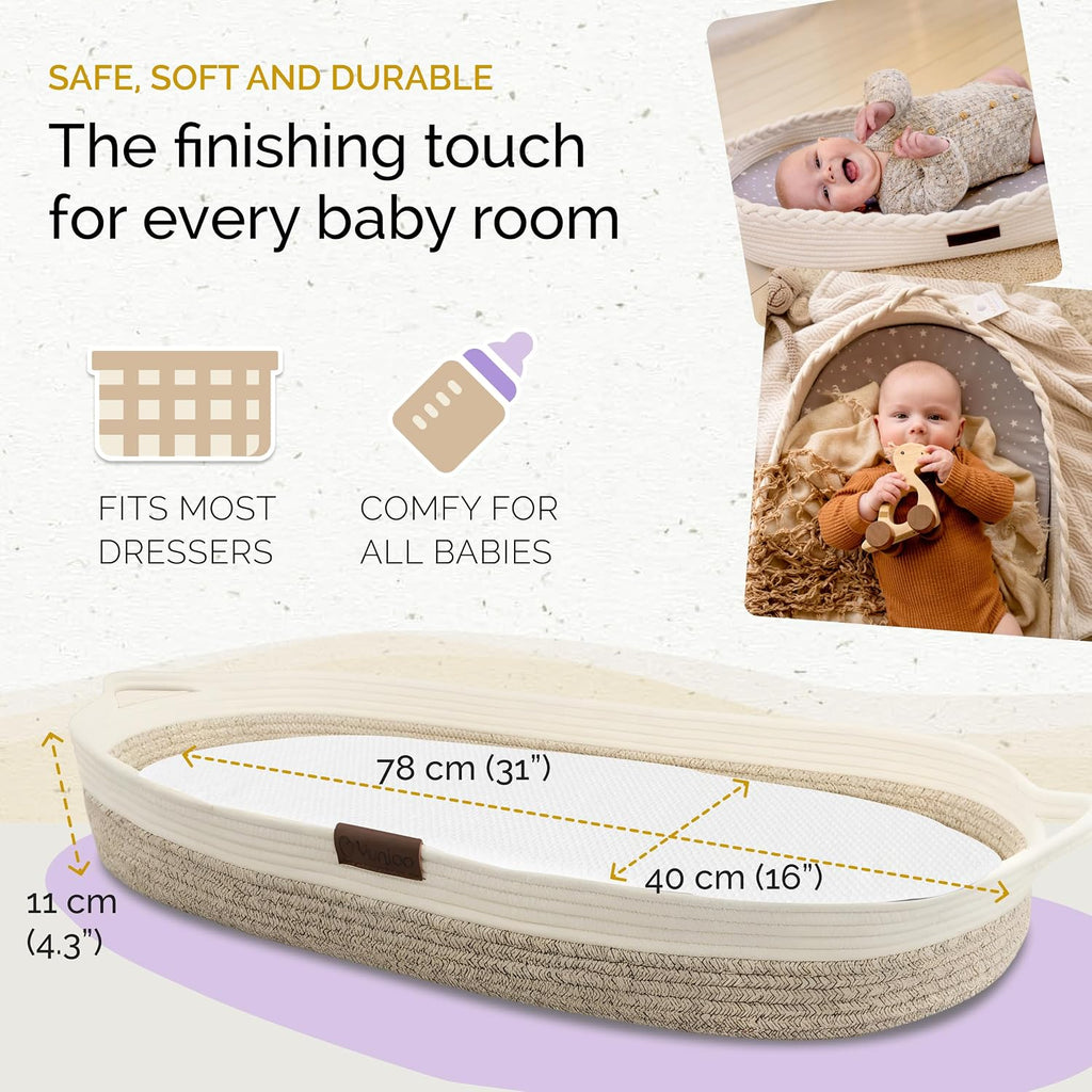Baby Changing Basket, Portable Diaper Changing Pad, Moses Basket for Newborns, Changing Table Topper for Baby
