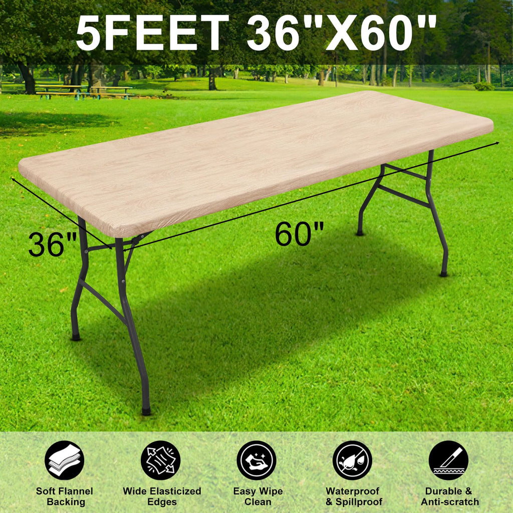Rectangle Table Cloth, Waterproof Plastic Table Cover for 5FT Tables