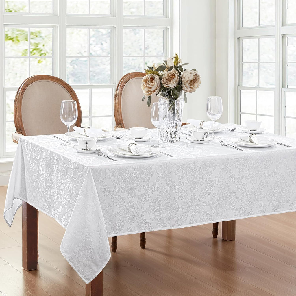 Home Fashions Caiden Elegance Damask Waterproof, Stain & Wrinkle Resistant Fabric Tablecloth, 60" x 