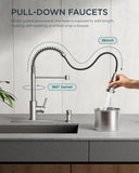 Kitchen Faucets, Brushed Nickel Kitchen Sink Faucet with Pull Down Sprayer, Commercial Kitchen Faucet Stainless Steel