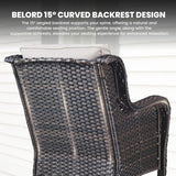 Belord High Back Patio Chairs Set of 2 - Brown Wicker Outdoor Seating