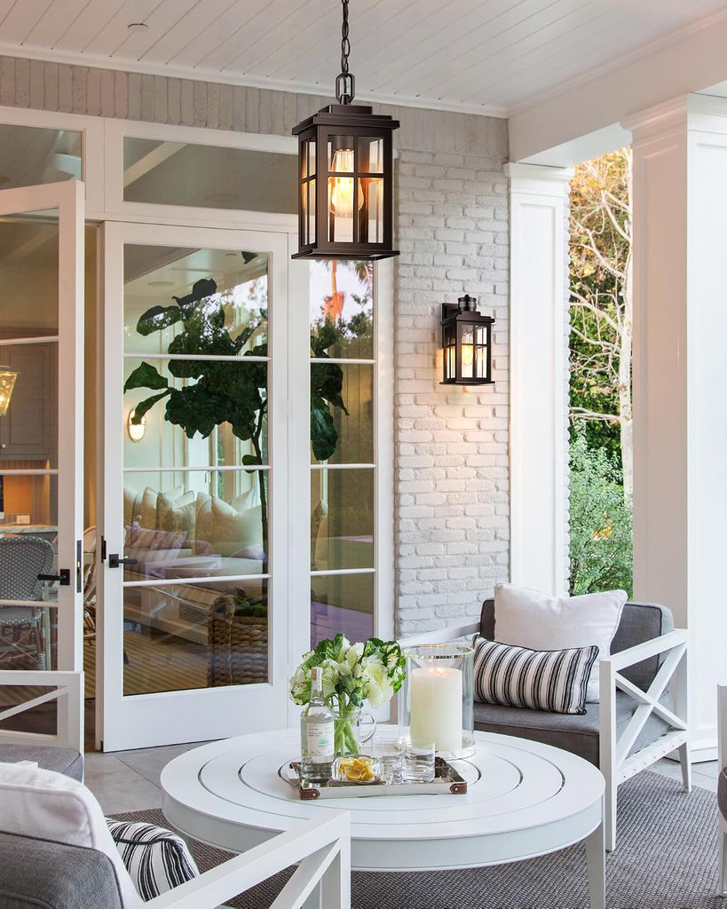 Bronze Hanging Porch Light, Modern Outdoor Pendant Lights for Porch