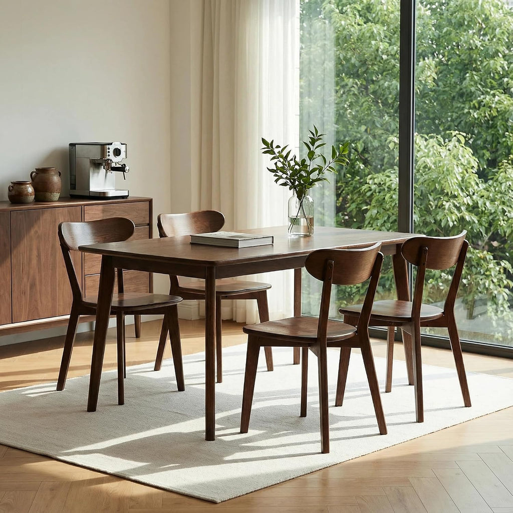 100% Solid Wood Dining Chairs,Mid Century Modern Dining Chairs with Rounded Backrest,Kitchen,Dining Room Chairs Set