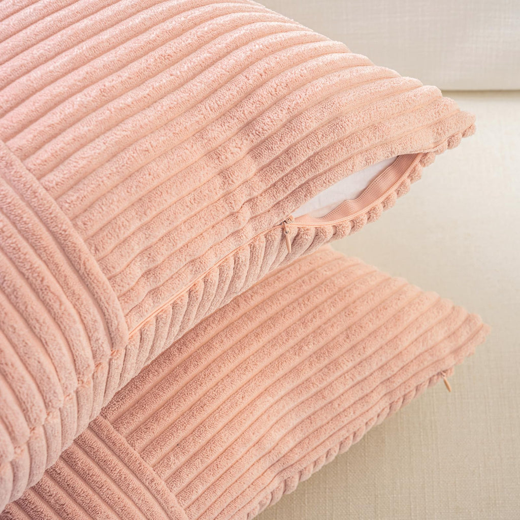 2 Packs Peach Lumbar Decorative Throw Pillow Covers 16x28 Inch Couch Bed Sofa, Rustic Farmhouse Boho Home Decor, Soft