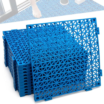 12 Pcs Drainage Mat Modular Interlocking Cushion 11.8" x 11.8" Interlocking Garage Floor Tiles Non-Slip Splicing