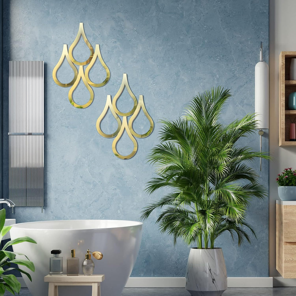 2 Pieces Teardrop Wall Mirror Hanging Wall Mounted Decorative Accent Mirror Living Room Bedroom Bathroom, 15.7 x 11