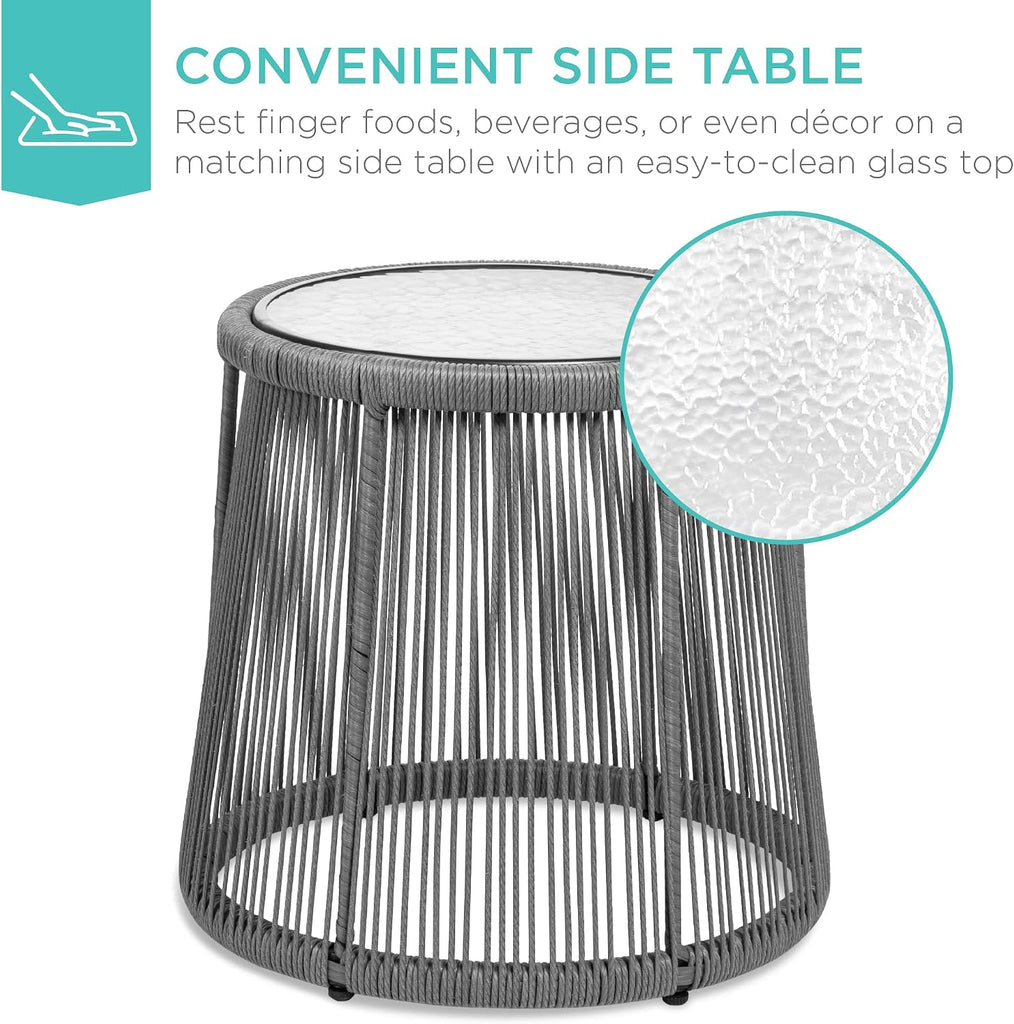 Best Choice Products 3-Piece Patio Conversation Bistro Set, Outdoor All-Weather Wicker Furniture for Porch