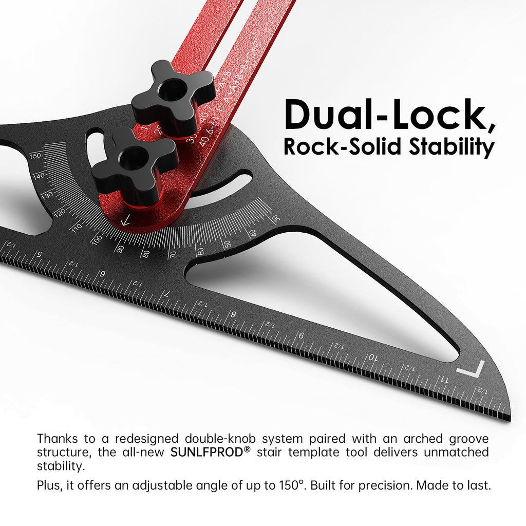 Stair Tread Template Tool - Dual Solid Nut Locking Stair Tread Tool Jig