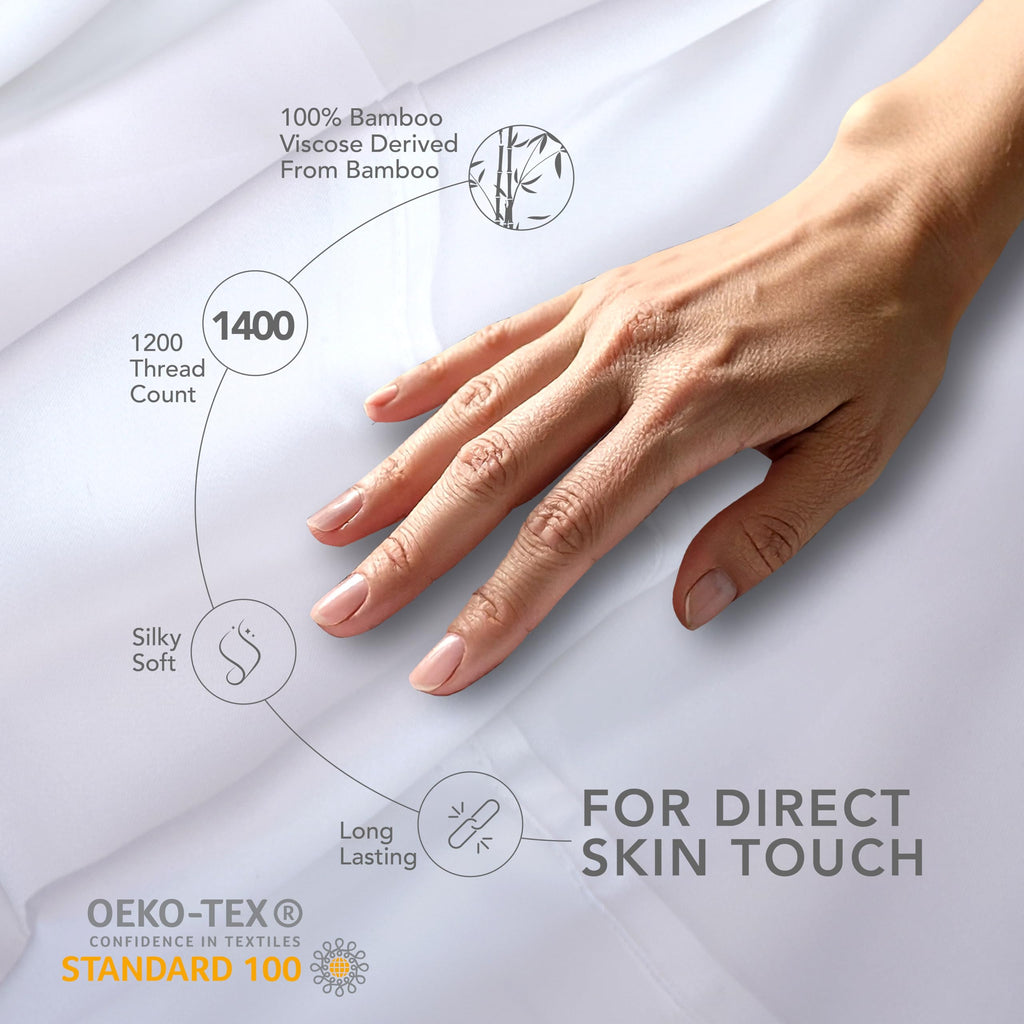 Solid 4 Piece King Sheet Set, Viscose Derived from Bamboo, Breathable and Ultra-Soft Bed Sheets Set, Luxurious Hote