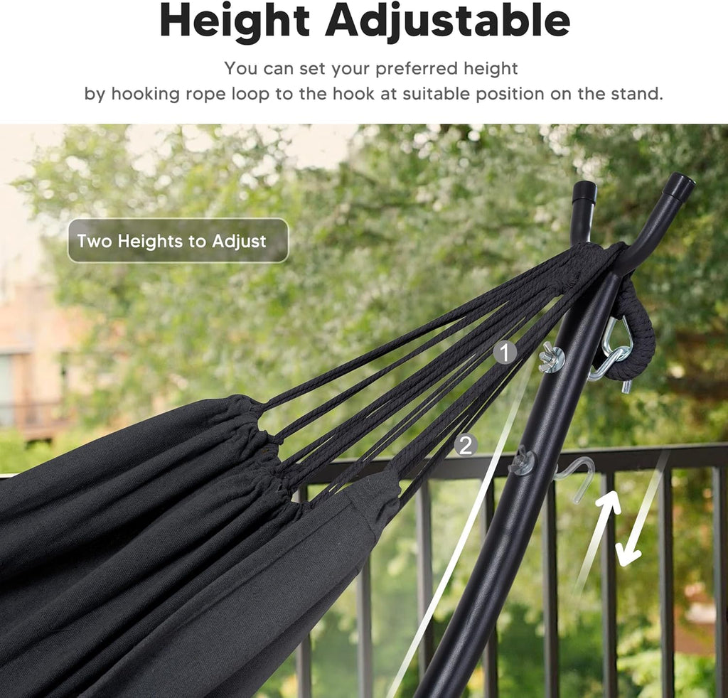 Hammocks Standing Patio Hammock, Portable Hammock with Stand Foldable, Dark Gray