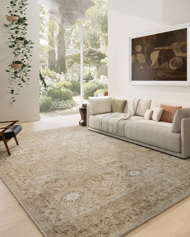 9x12 Area Rug Living Room: Washable Rug Non Slip Low Pile Soft Faux Wool Non Shedding Distressed Vin