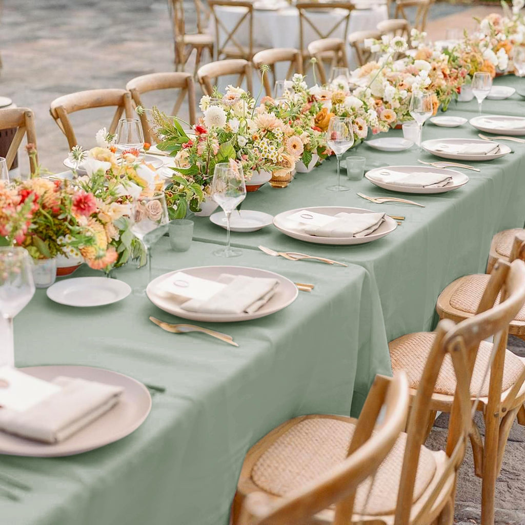 2 Pack Sage Green Tablecloths 60x102 Inch for 6 Feet Rectangle Table