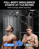 11.8" Rain Shower Head, Rectangular Rainfall Showerhead with 11" Stainless Steel Exension Arm