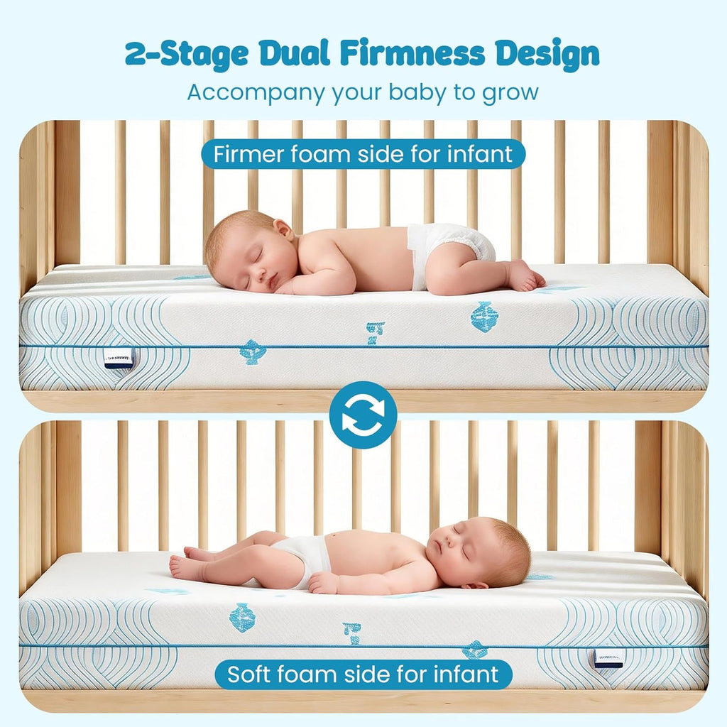Breathable Crib & Toddler Mattress: Soft Cribs mattresses for Waterproof - 52" x 27.6" x 5" - Tencel Toddler Bed