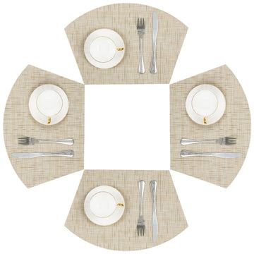 Round Table Placemats Wedge Shaped Placemat Set of 4 Non Slip Heat Resistant Woven Vinyl Table Mats Wipe Clean Indoor