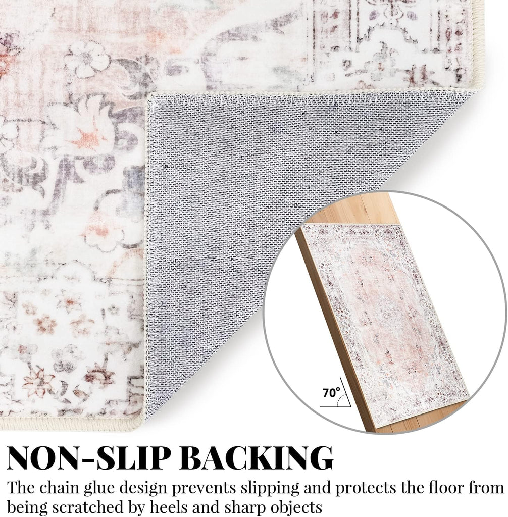 Hallway Runner Rug 2'x8' Pink Long Rug Runners Boho Machine Washable Non Slip Carpet