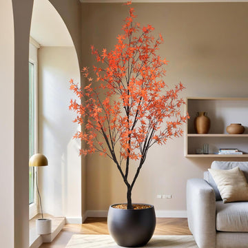 8.5ft Tall Artificial Maple Tree, Faux Maple Plant with Thick Trunk & Realistic Leaves, Potted Fake Tree for Indoor