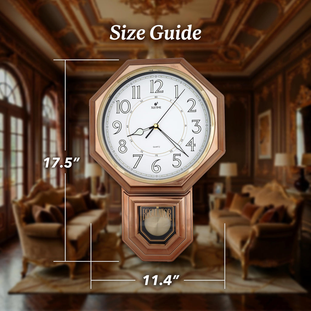 18" Schoolhouse Wood Grain Pendulum Wall Clock, Westminster Chime