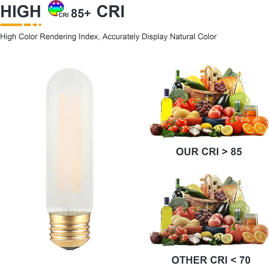 Frosted T10 LED Bulb- Dimmable E26 LED Chandelier Light Bulbs 25W Equivalent- 2700K Soft Warm- 2W Vintage Tubular (3 Count)