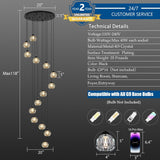 Crystal Chandeliers for Staircases, 14-Light Black Modern Chandeliers for High Ceilings_Crystal Pendant Light Fixture for Living Room Kitchen Island Foyer Hallway Bar A116-B0F8HDSC1Y