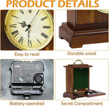 Shinoske Mantel Clock Battery Operated with Hidden Safe,Secret Compartment for Cash,Jewelry,Rings,Watches,Vintage