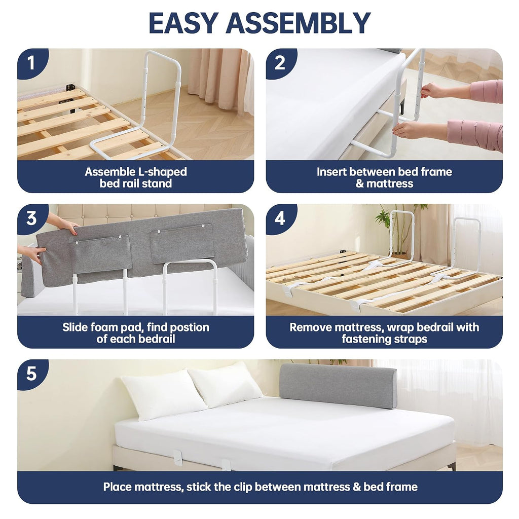Bed Guard Rail for Toddlers, 59inch Foam Padded Side Rail for Queen King Twin Full Size Bed, Bedrail for Toddler, Bed