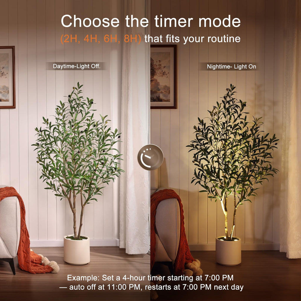 5ft Olive Trees Artificial Indoor with Remote LED Spotlights