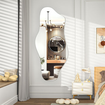48"x22" Irregular Wall Mirror Frameless Asymmetrical Mirror for Wall