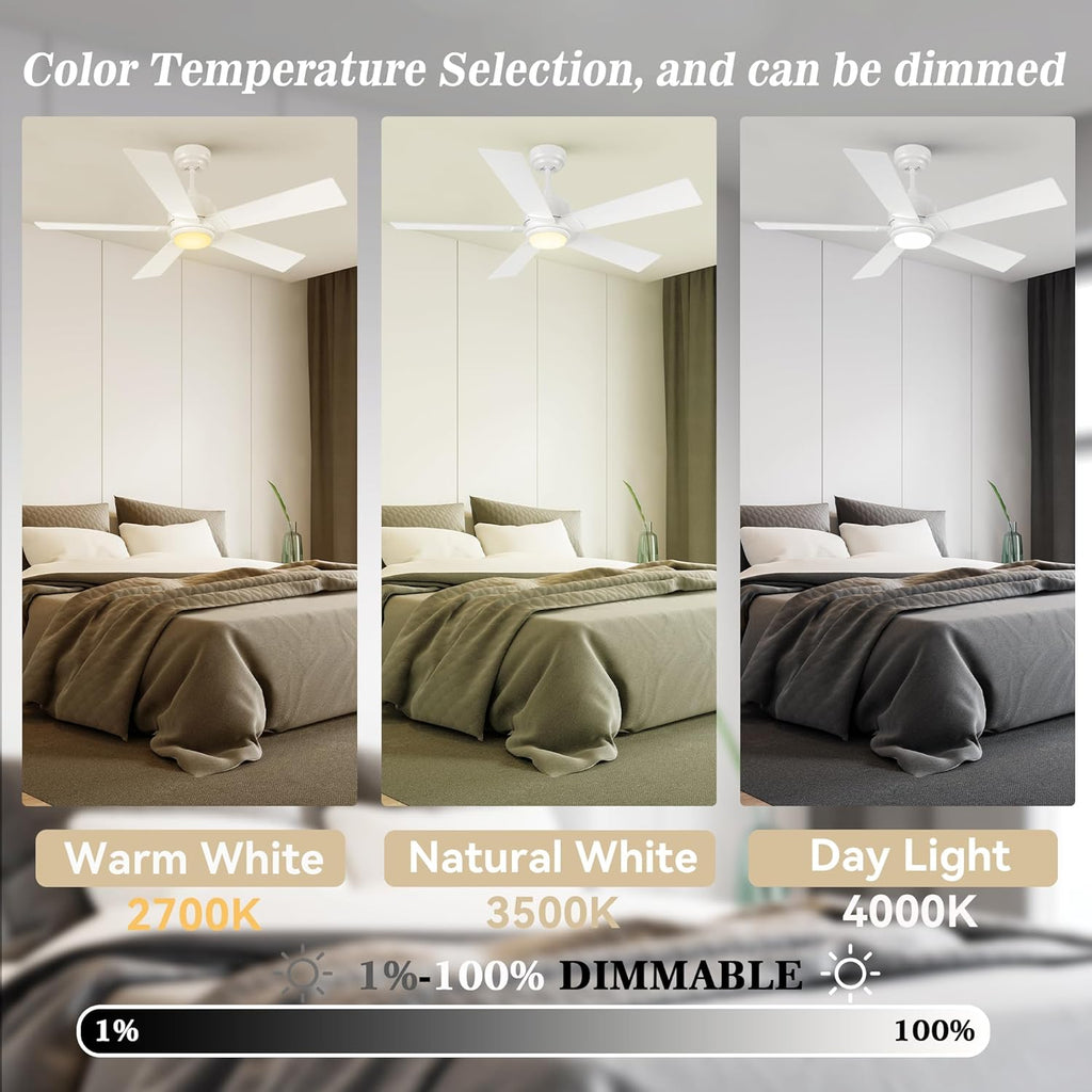 60 Inch DC Ceiling Fans with Lights and Remote Control, Modern Ceiling Fan Works with APP/Alexa/Google Assistant/Siri