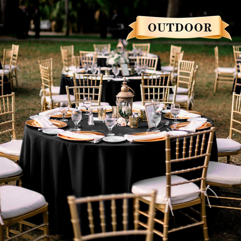 Round Tablecloth 108 Inch Black, 6 Pack