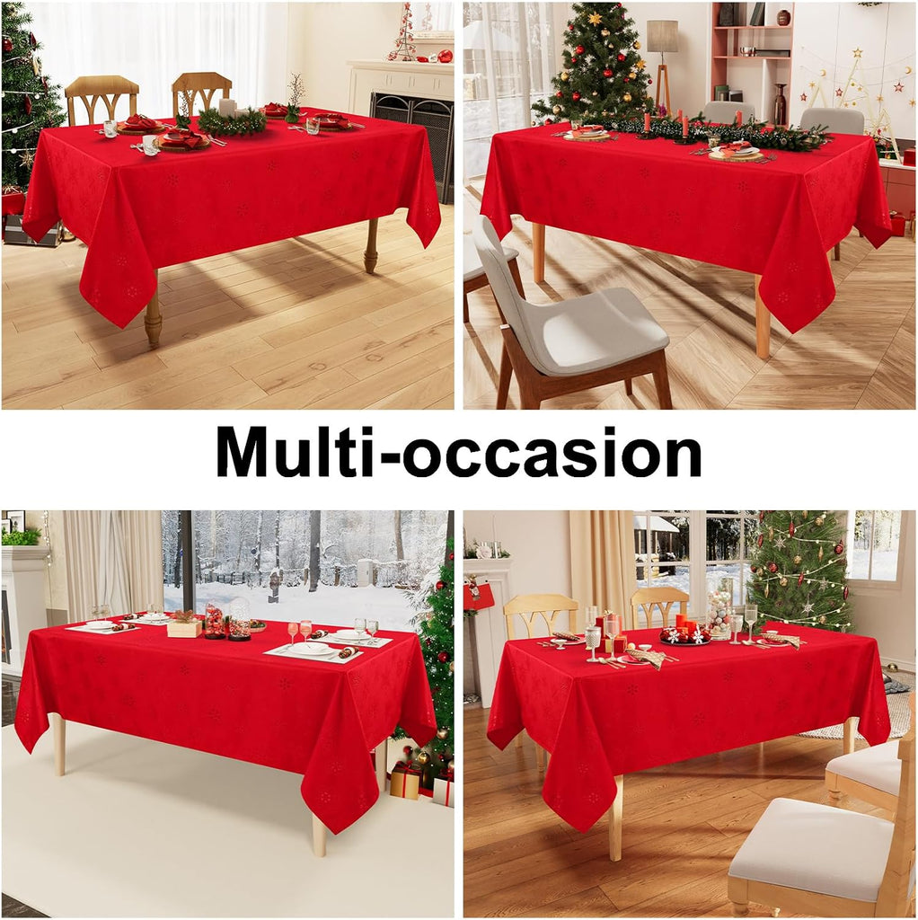 Rectangle Tablecloth 52x70 Inch, Waterproof Damask Table Cloth, Snowflake Patterns Fabric Table Cove