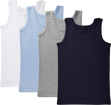 Boys Undershirt Tank Top - Tagless 100% Cotton Super Soft 4 Pack Novelty.
